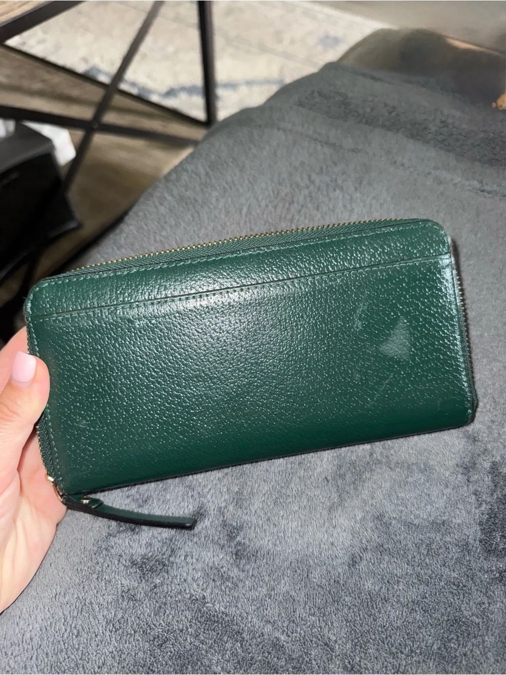 kate spade Emerald Green Zip-Around Leather Wallet with Wristlet